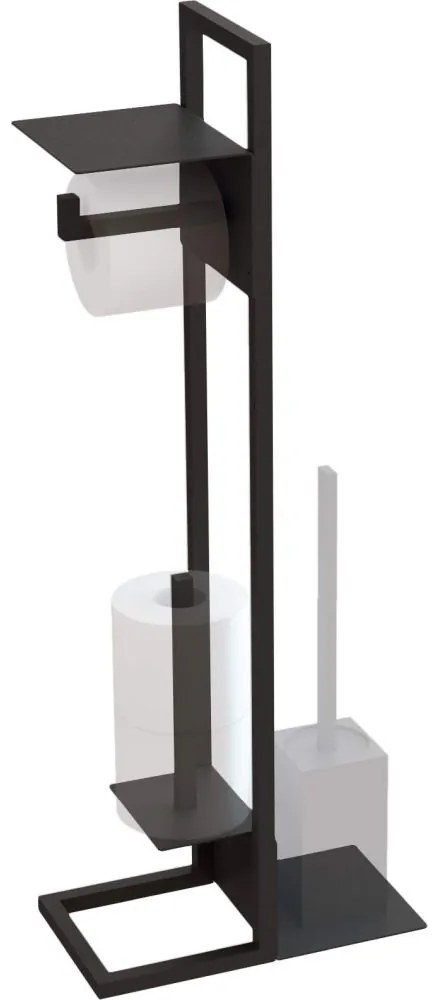 Suport hartie igienica negru freestanding Deante, Mokko