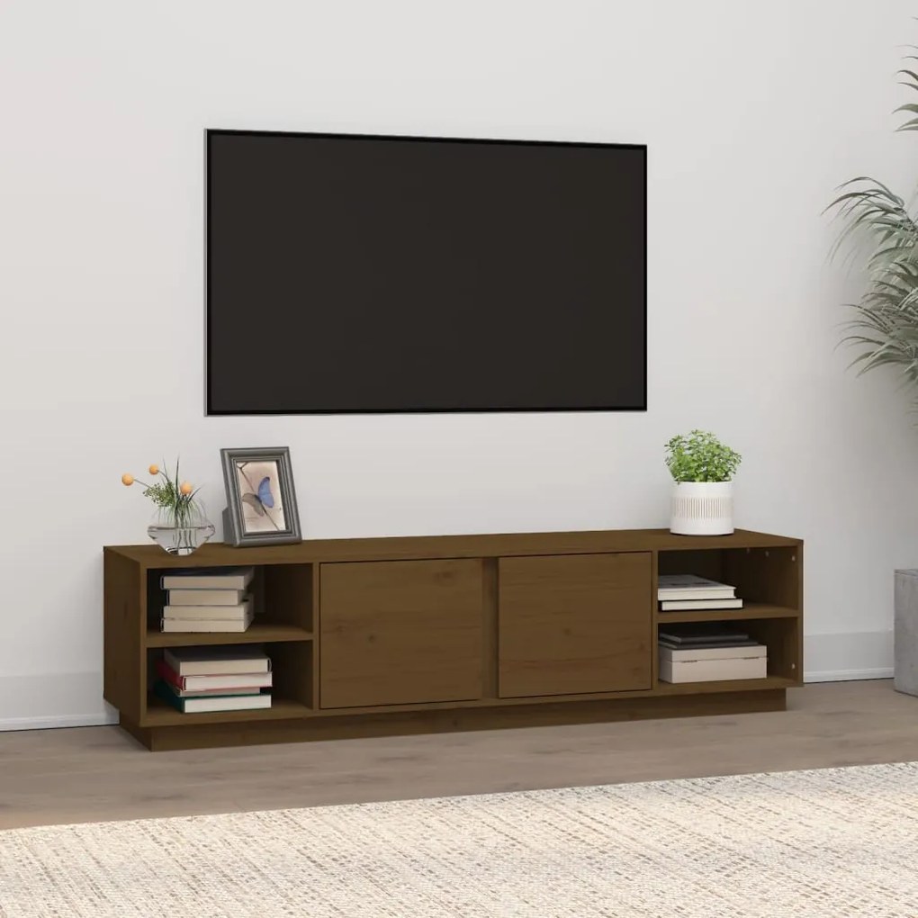 Comoda TV, maro miere, 156x40x40 cm, lemn masiv de pin 1, maro miere