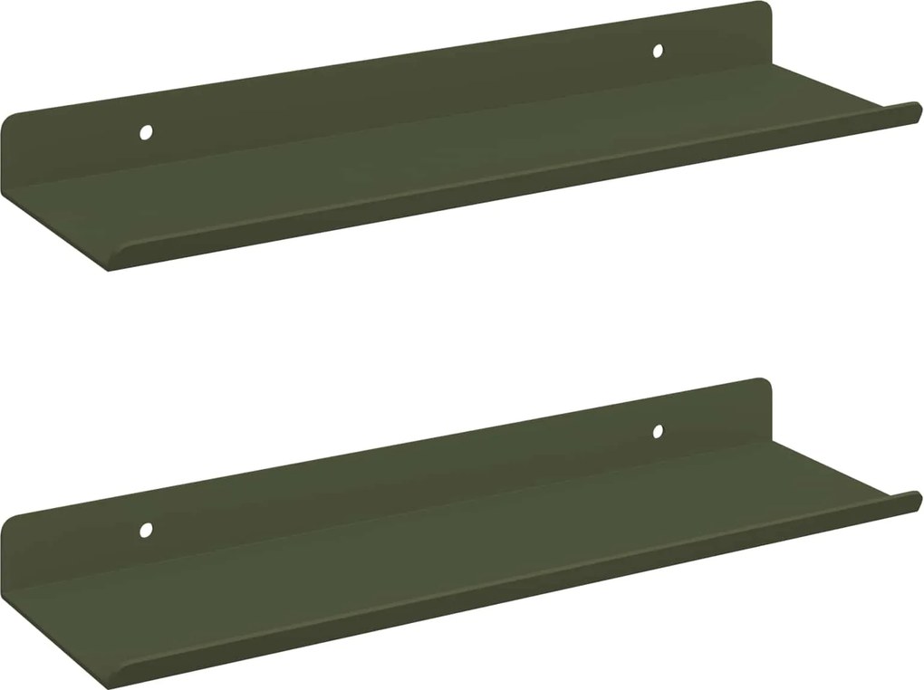 vidaXL Raft suspendat 2 pcs Verde măsliniu 30 x 9 x 2,5 cm Oțel