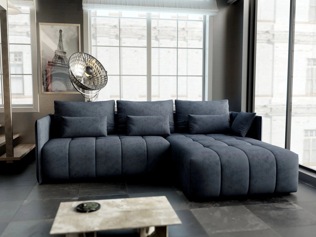 Colțar extensibil dumonde cu ladă de depozitare si sezut confortabil din spuma high-density, Malta Enjoy Antracit II 235x185 cm