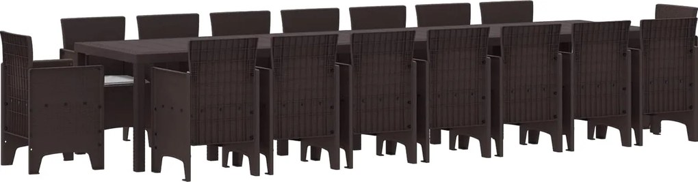 vidaXL Set de masă de grădină cu perne cu pernă 17 pcs Maro PP