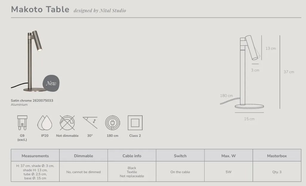 Lampa de masa cu spot design minimalist Makoto