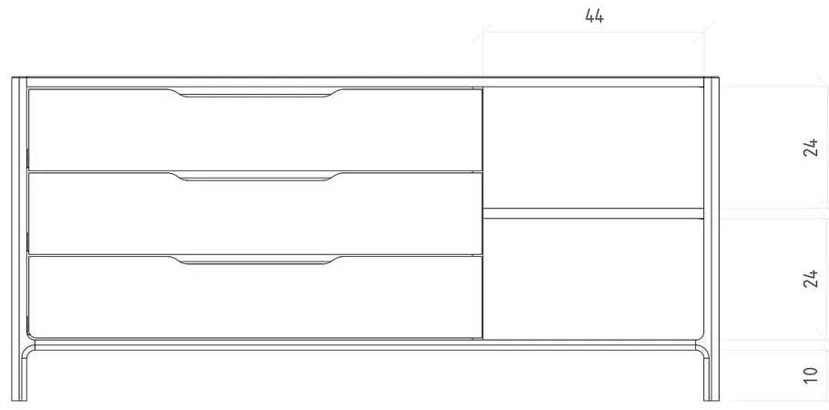 Comodă în culoare naturală joasă din lemn de stejar 140x64 cm Twig – The Beds
