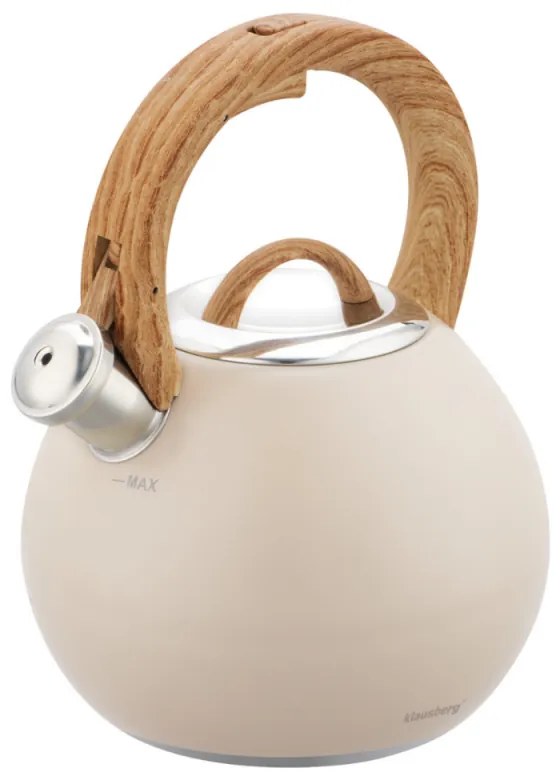 Ceainic cu fluier Klausberg KB 7956, 3L, Maner termoizolat, Fund multistrat, Inductie, Bej