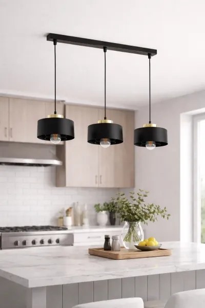 Brilagi - Lustră suspendată pe cablu SPRING 3xE27/60W/230V negru/auriu