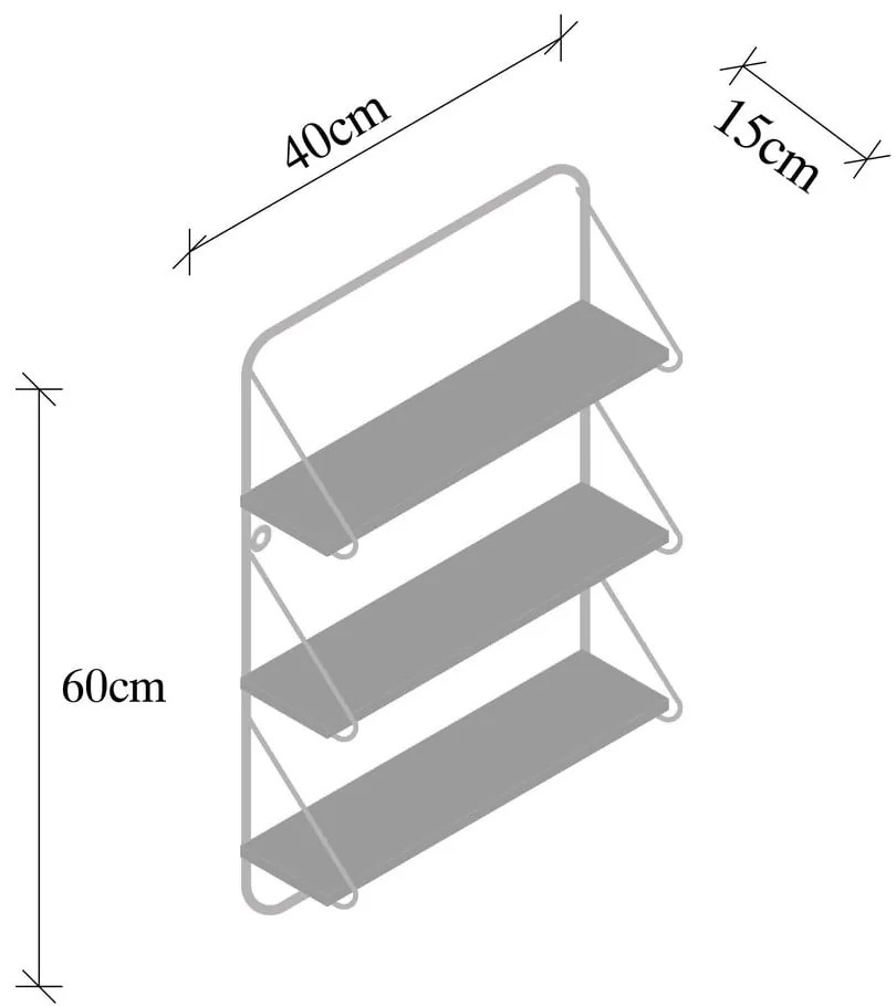 Raft în culoare naturală etajat din lemn de molid 40 cm Violaceae – Kalune Design