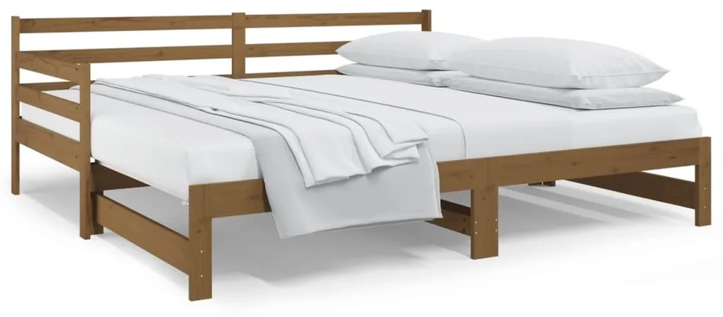 814702 vidaXL Pat de zi extensibil maro miere 2x(80x200) cm lemn masiv de pin