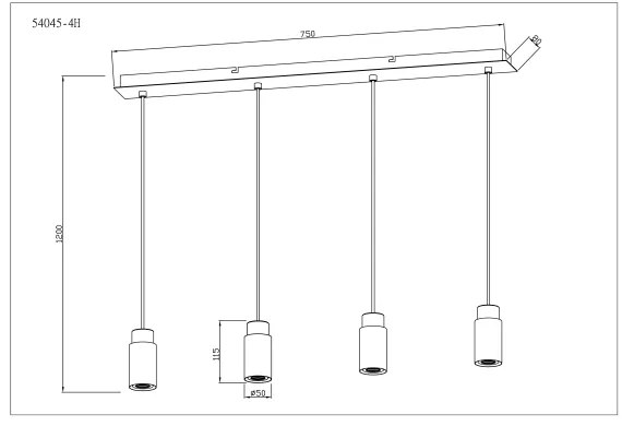 Lustră pe cablu MATTI 4xE27/40W/230V Globo 54045-4H