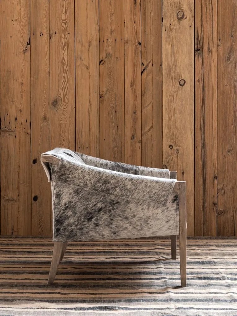 Fotoliu din lemn masiv și piele naturală cu model unic, 68×83×72 cm, „Rochebrune"