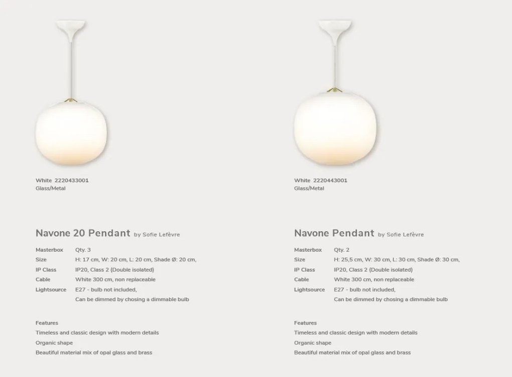 Pendul design modern Navone 20 alb