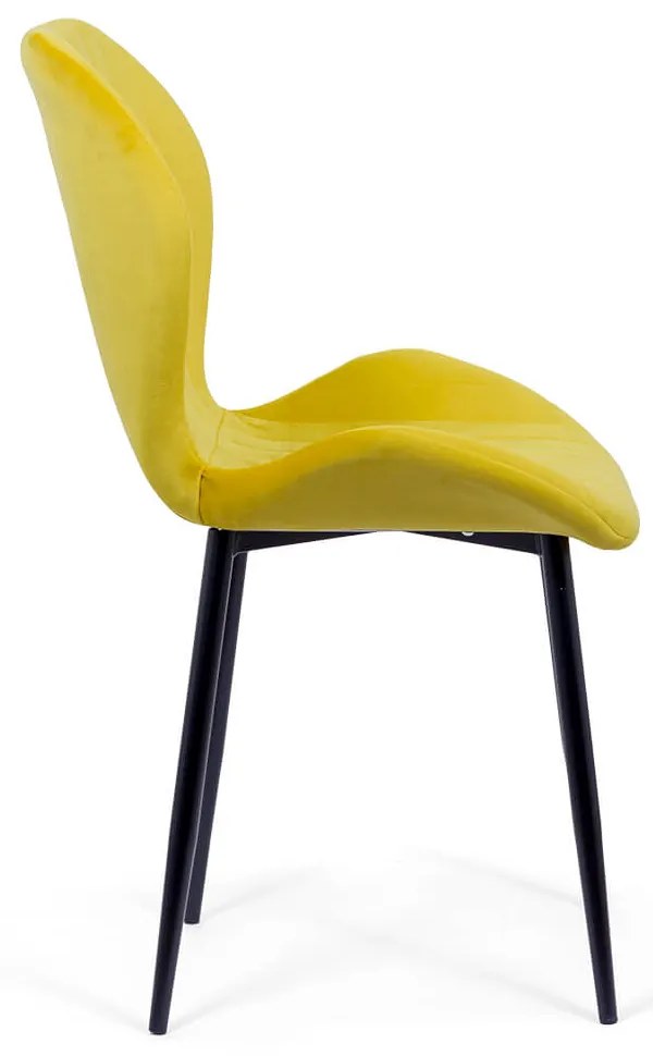 Scaun dining din catifea cu picioare metalice BUC 248U galben