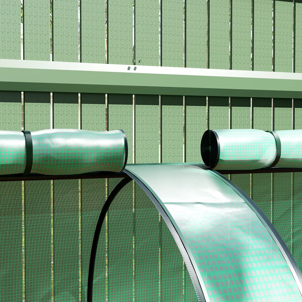 Outsunny Mini seră tunel cu acoperire PE, cadru din oțel și uși cu fermoar, Verde | Aosom Romania