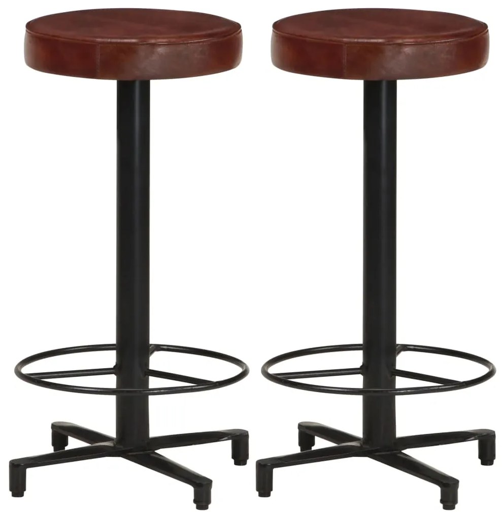 vidaXL Scaune de bar, 2 buc., 66 cm, piele naturală