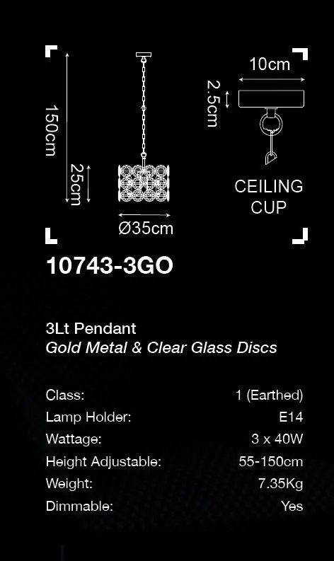 Lustra/pendul design elegant Belle 3LT