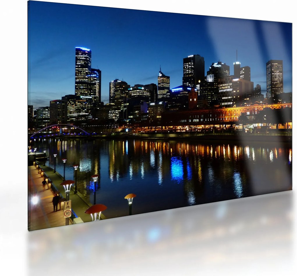 Tablou pe sticlă cu noaptea în Melbourne (70x50 cm)