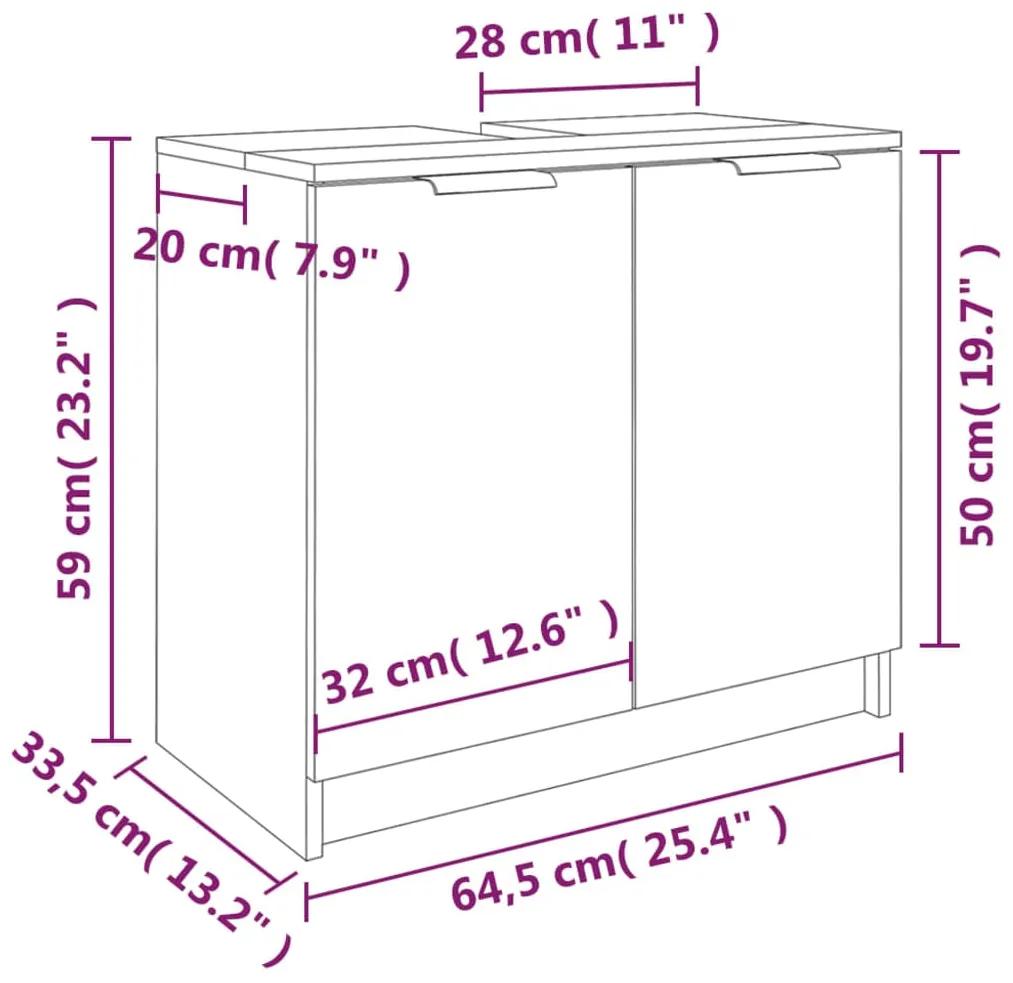 Dulap de baie, alb, 64,5x33,5x59 cm, lemn compozit