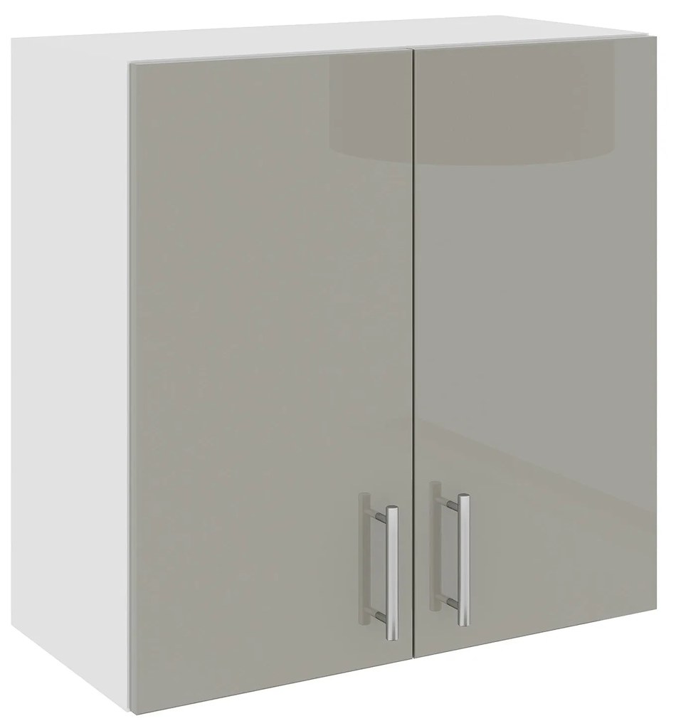 Corp Superior Karo, 2 Usi, Gri Lucios/Alb, MDF, 60 x 30 x 60 cm