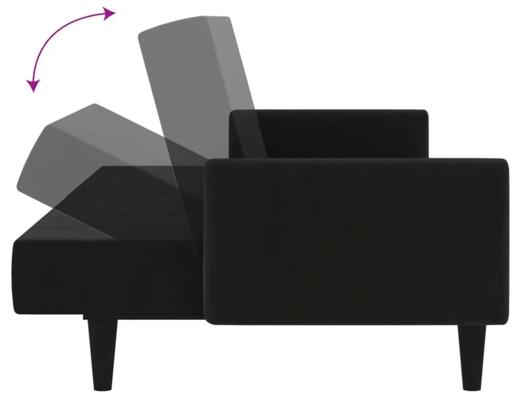 Canapea extensibila cu 2 locuri, negru, microfibra Negru, Fara suport de picioare