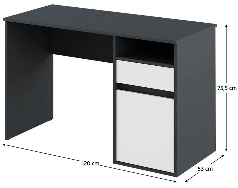 Masă PC Bolegy (grafit + alb) . 1116254