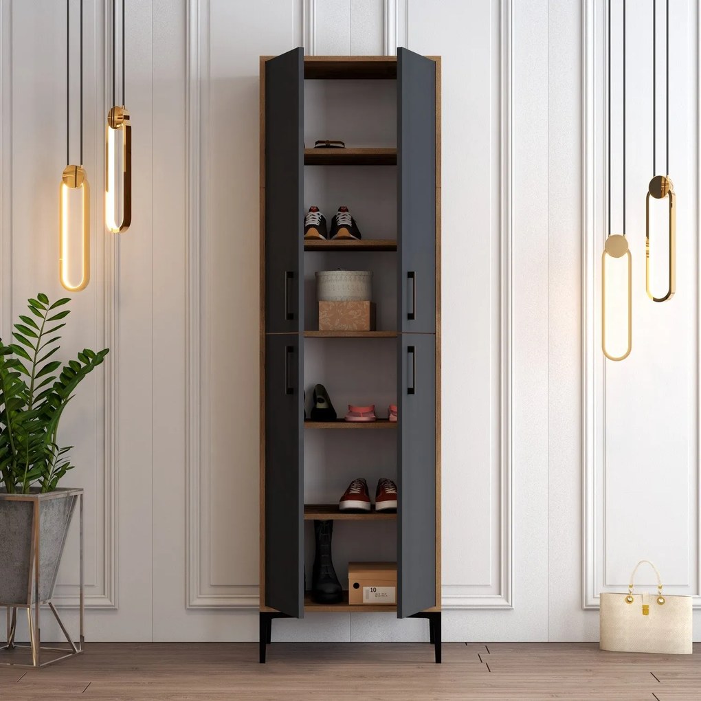 Comodă pentru pantofi Berlin A - Walnut, Anthracite