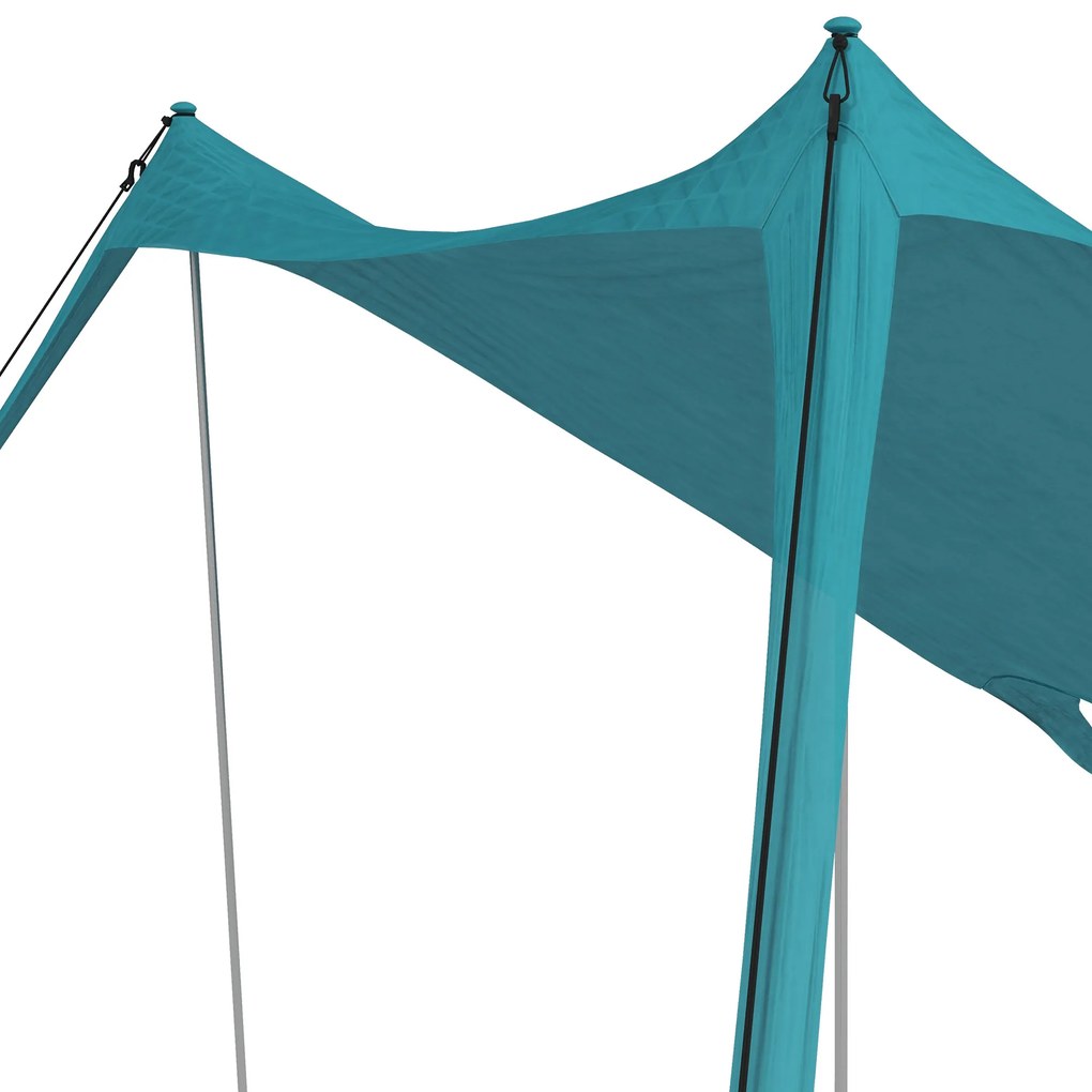Outsunny Cort de plajă, adăpost solar de camping, față de cort cu 2 stâlpi, copertină de umbră exterioară - dim. 215L x 200l x 200H cm | Aosom Romania