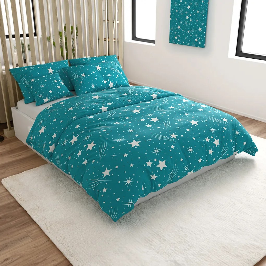 Lenjerie de pat din microfibra NIGHT SKY turcoaz Dimensiune lenjerie de pat: 2 buc 70 x 90 cm | 200 x 220 cm