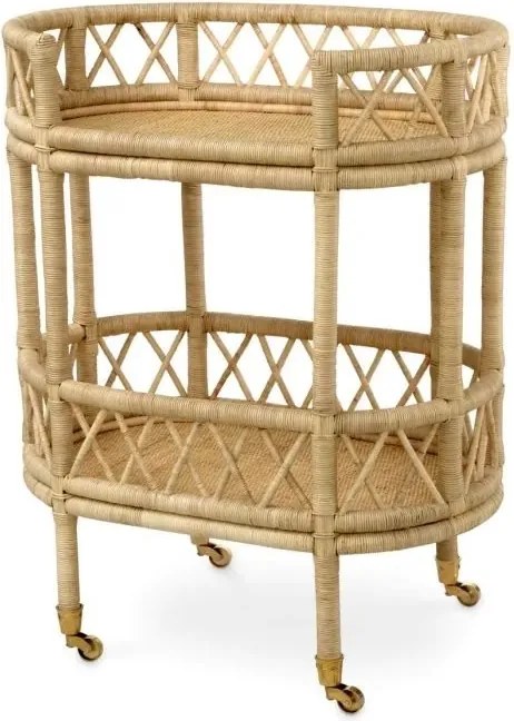 Gheridon, Masuta cu roti din ratan design LUX Dorini