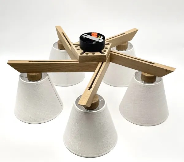 Lustră aplicată Brilagi ANTHONY 5xE14/40W/230V stejar/alb