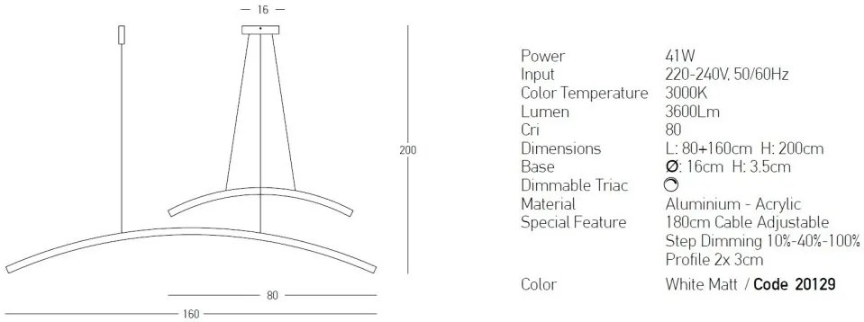 Lustra LED dimabila design minimalist Paulen alba
