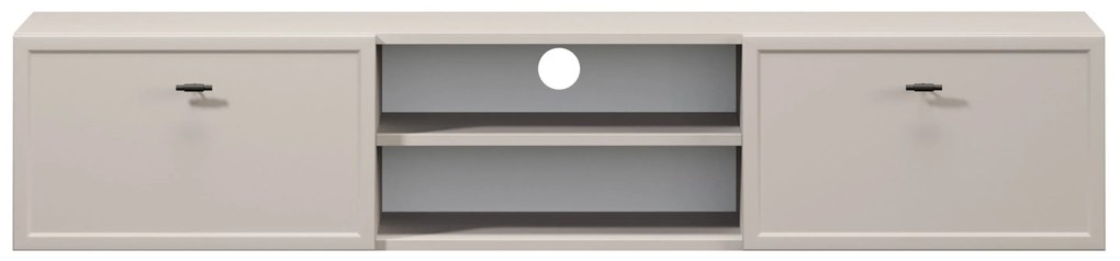 Comodă TV suspendată cu sertare Lorini 150 cm - cașmir / mânere negre T-bar