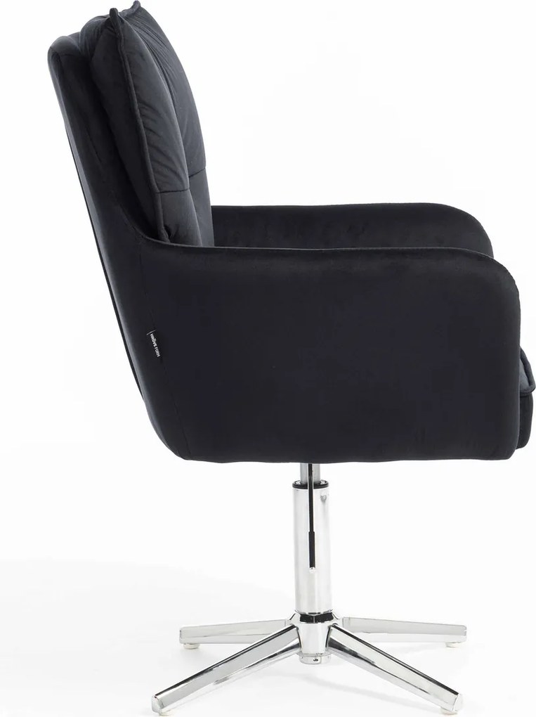 HR250CROSS Scaun Catifea Neagră Bază Cromata