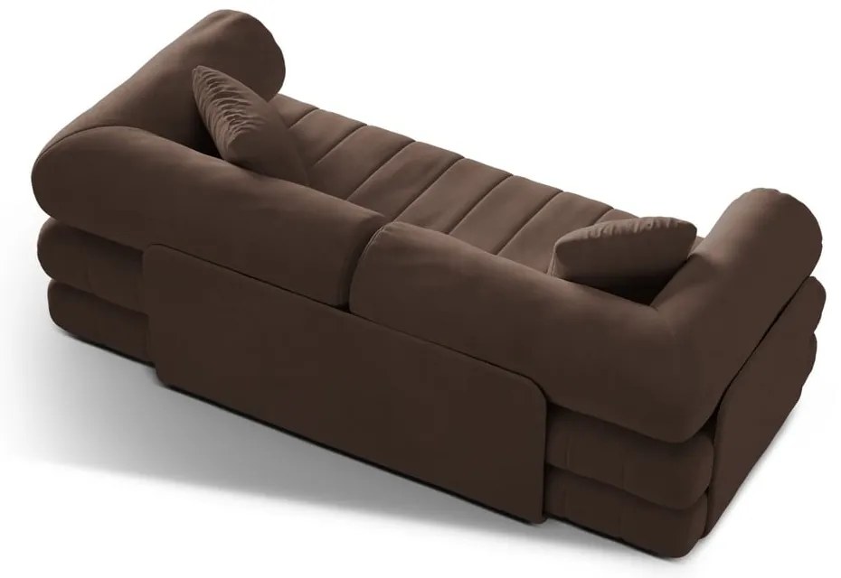 Canapea maro extensibilă cu tapițerie din catifea 206 cm Kemi – Cosmopolitan Design