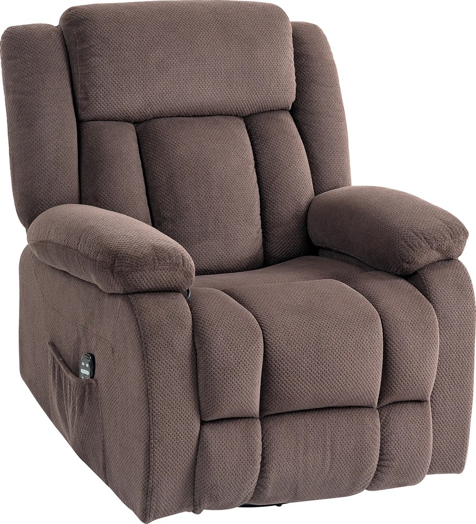 HOMCOM Fotoliu de masaj, 8 puncte de vibrație, 5 moduri, încălzire lombară, reglabil, rotativ, fotoliu tapițat, Maro | Aosom Romania