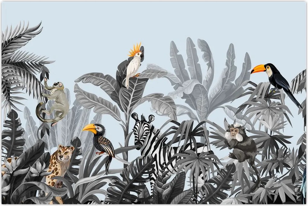 Tablou - Animale în pădurea tropicală (90x60 cm)