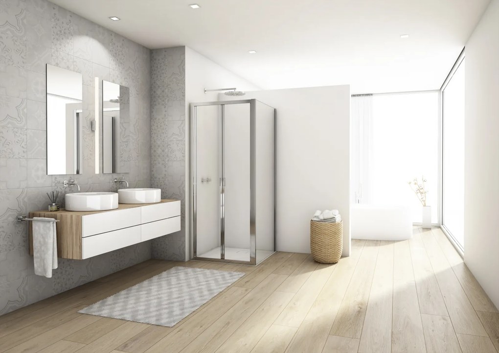 Cabina de dus 80x120 cm, cu usa pliabila culisanta, crom, Ronal Divera 800 mm, 1200 mm, Crom