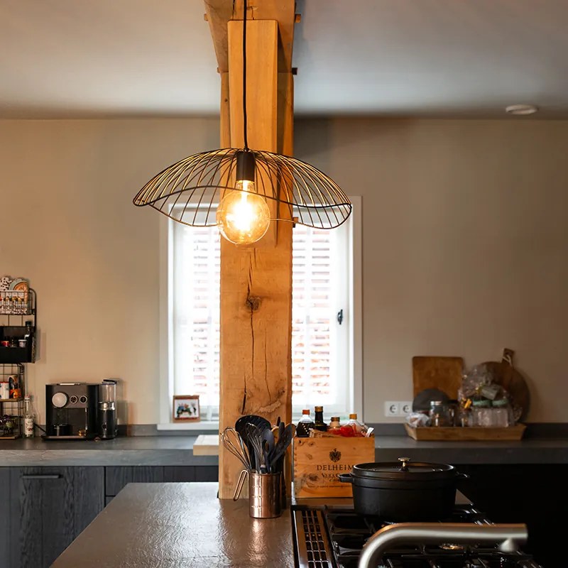 Lampă suspendată de design neagră 50 cm - Pua