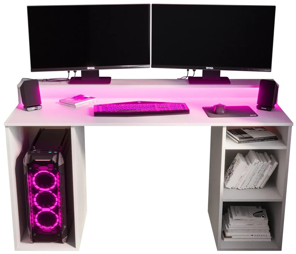 Masă PC pentru gaming Garrick 1 (biely) (cu iluminat LED RGB). 1064133