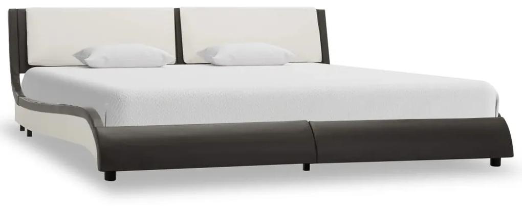 280351 vidaXL Cadru de pat, gri și alb, 180 x 200 cm, piele ecologică