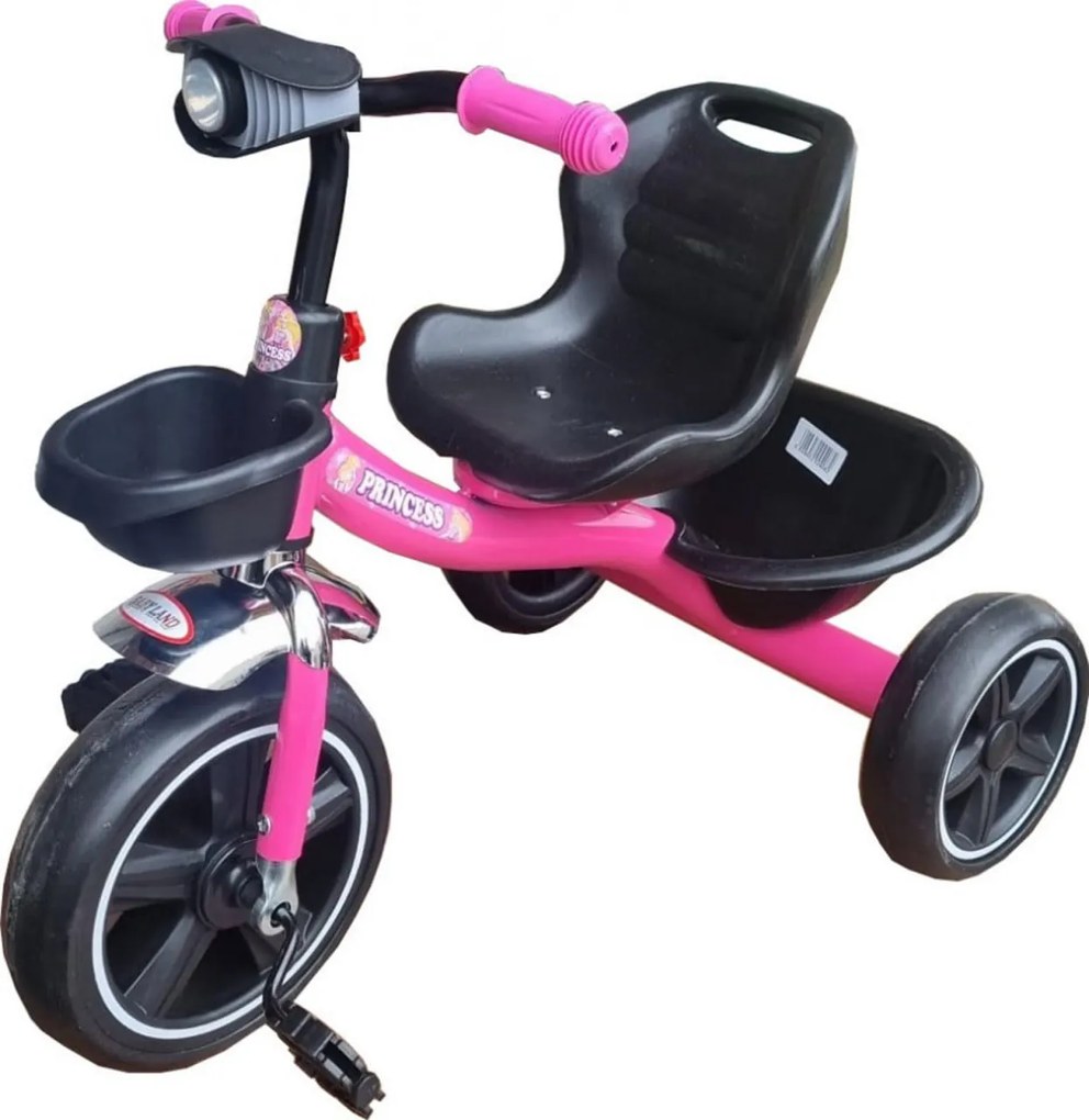 Tricicleta cu pedale NOVOKIDS™ Falcon Trike, Cu melodii si lumini, Max 30 kg, Roti din spuma cauciucata EVA, Cadru metalic, Model motocicleta, Roz