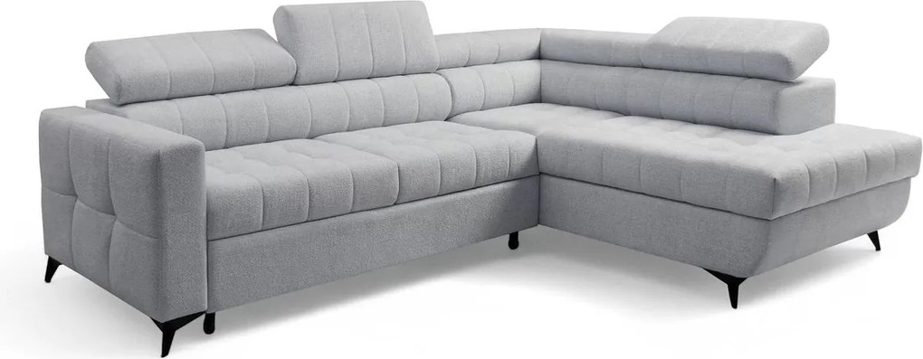 Colțar cu funcție de dormit Nardo L, extensibil, dreapta, - chenille gri deschis Vibe 85