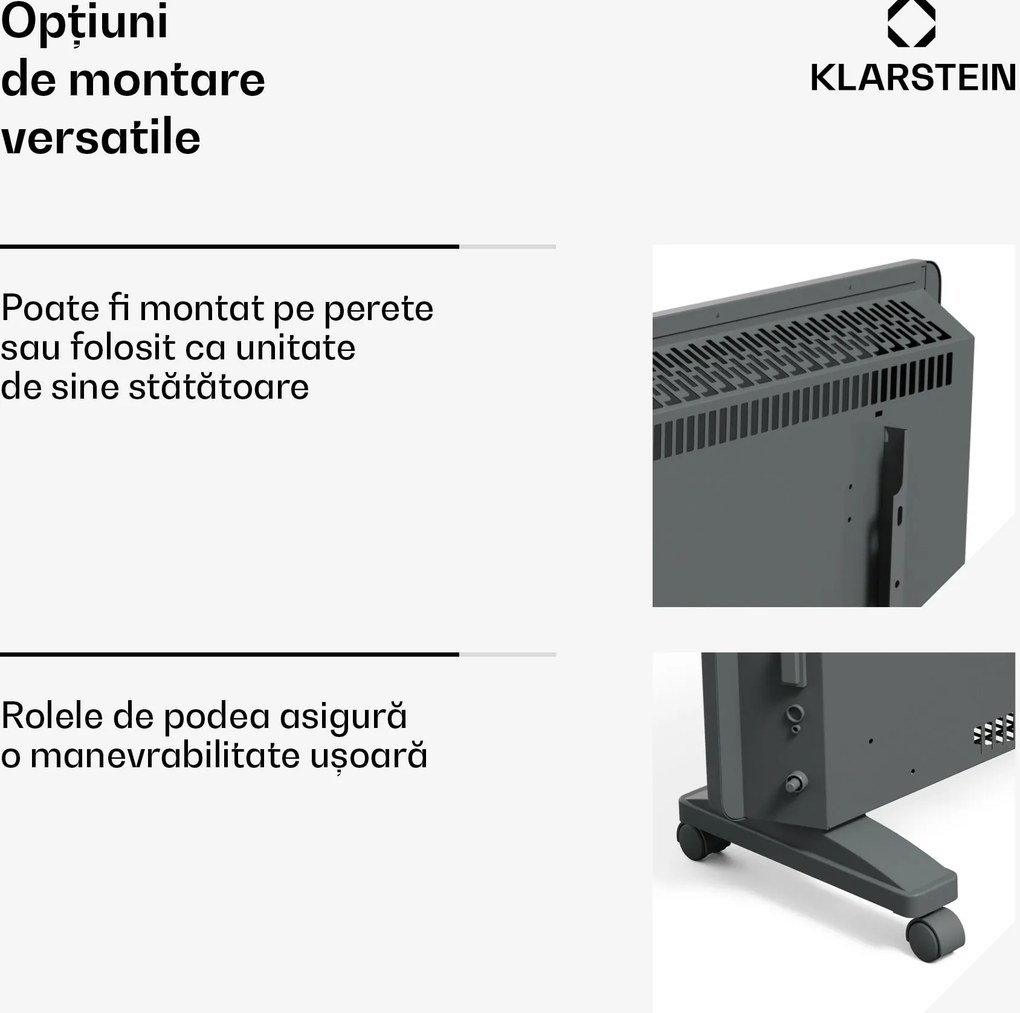 Klarstein Bansin Smart 2500 încălzitor convector, 2500 W, Aplicație, 5-50 °C, Afișaj LED, Touch screen