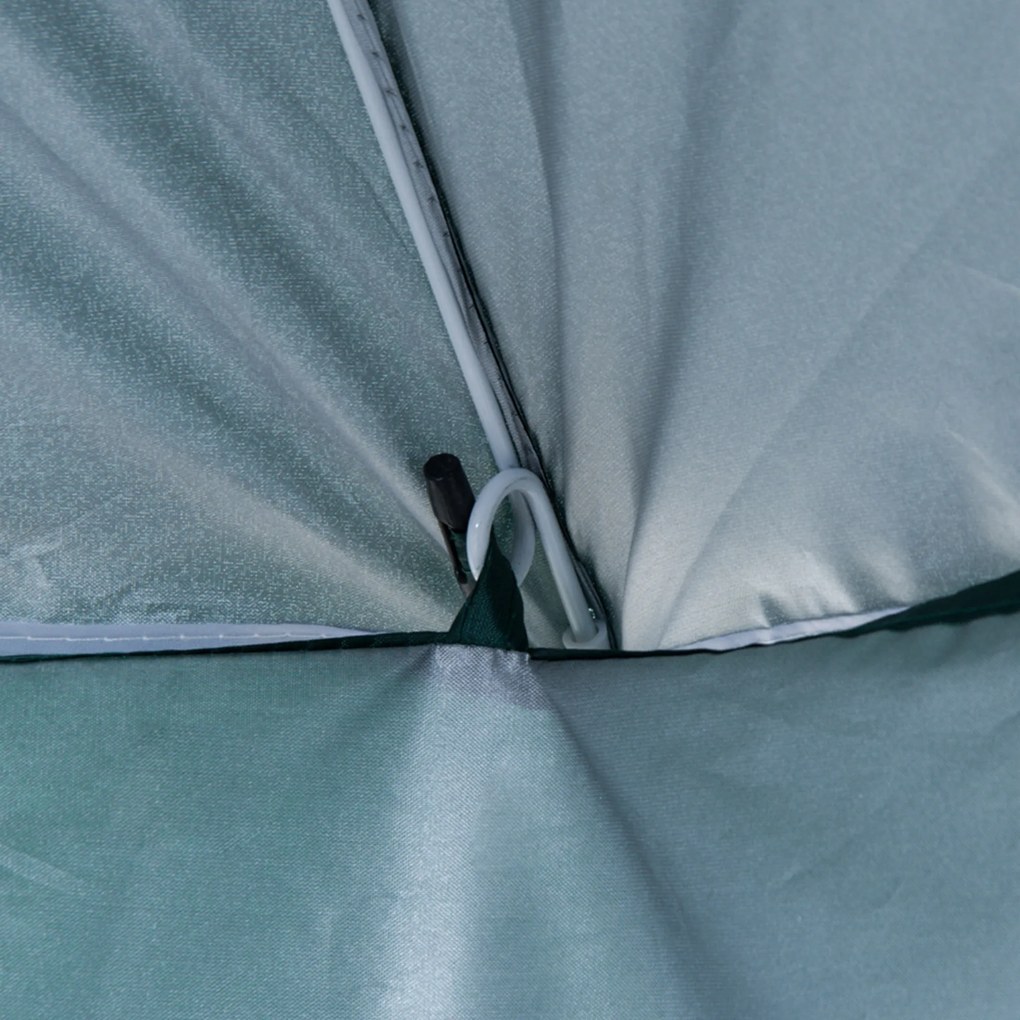 Outsunny Umbrelă de Plajă și Grădină cu Perdea Parasolară, Poliester și Metal, Φ220cm, Verde Închis | Aosom Romania