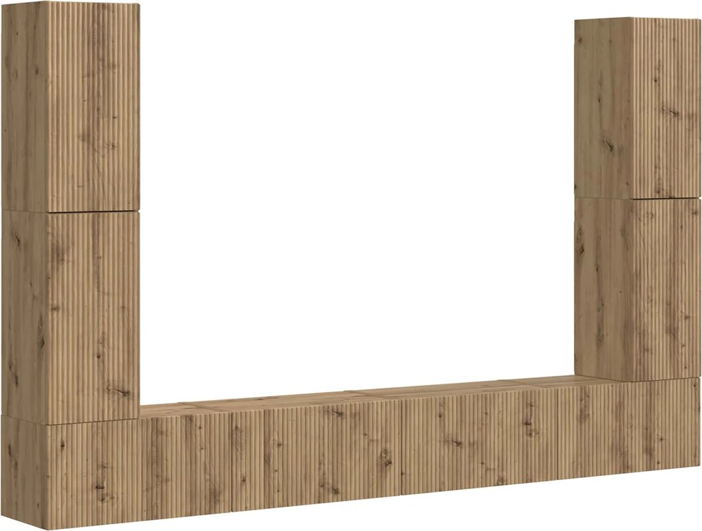 vidaXL Set comodă TV 8 pcs Stejar Artizanal Lemn compozit