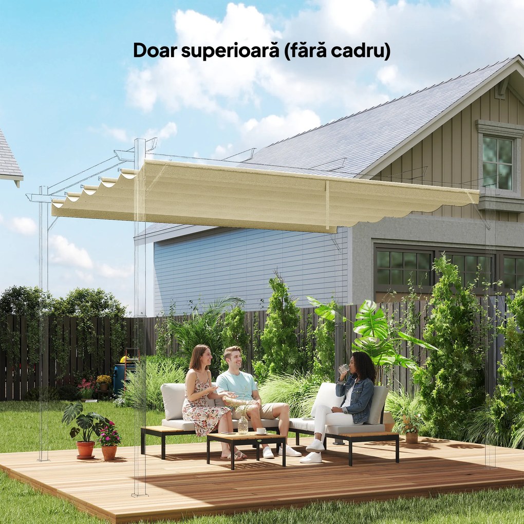 Outsunny Copertină de Schimb pentru Pergolă de Grădină cu 10 Orificii de Drenaj, Acoperire din Poliester, 250x255 cm, Gri | Aosom Romania