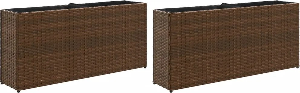 vidaXL Jardiniere grădină 2 ghivece 2 buc. maro, 90x20x40 cm poliratan