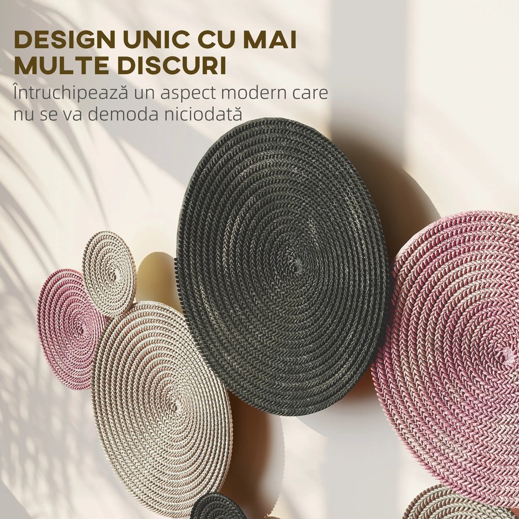 HOMCOM Artă Murală cu 8 Discuri 3D și Accesorii de Montare Incluse, Decorații Metalice de Perete, 110x7x58 cm, Bronz, Portocaliu și Galben | Aosom Romania