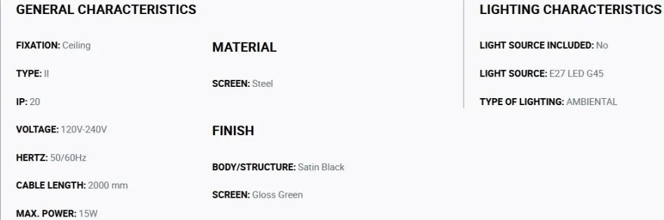 Lustra/Pendul metal TATAWIN S negru, verde