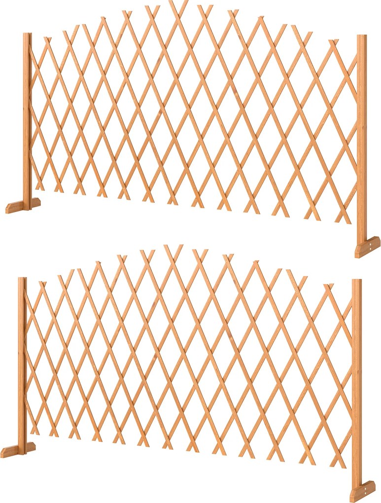Outsunny Gard de delimitare Set 2 grilaje tip foarfecă extensibile, barieră autoportantă cu picioare 180 x 30 x 103 cm Maro | Aosom Romania