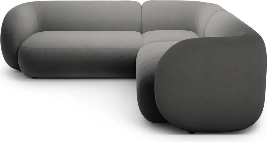 Colțar gri închis cu tapițerie din catifea Kate – Micadoni