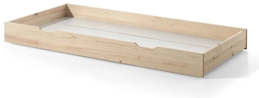 Pat pentru copii în culoare naturală de tip casă/cu extensie suplimentară din lemn masiv de pin cu spațiu de depozitare 90x200 cm DALLAS – Vipack